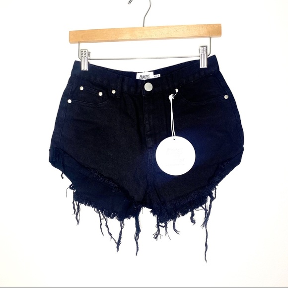 NWT Princess Polly Eddie Black High Waisted Distressed Shorts Size 2 - Picture 4 of 10